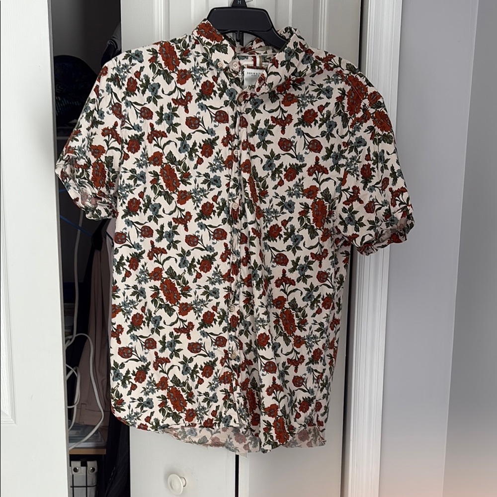 Denim & Flower Red and Green Casual Button Down Shirt